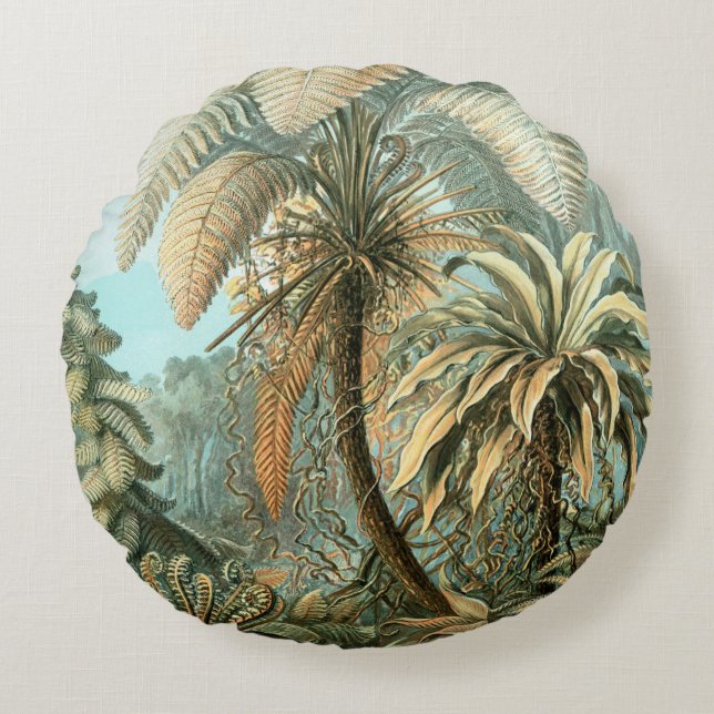 Kunstformen der Natur, Filicinae - Ernst Haeckel Round Cushion (Front)