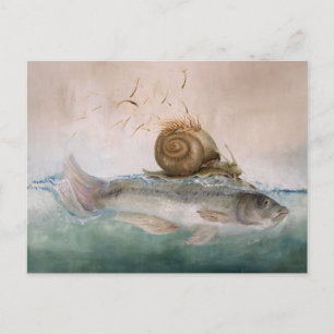 Kunstpostkarte, BaumSchneckenFisch Postcard