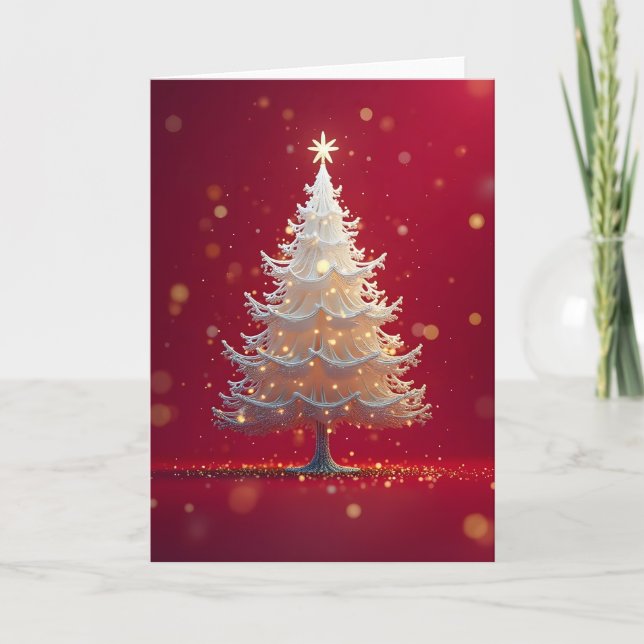 Kunstvoller weißer Weihnachtsbaum Card (Front)
