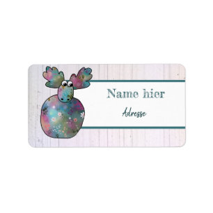 Kunterbunter Elch Label