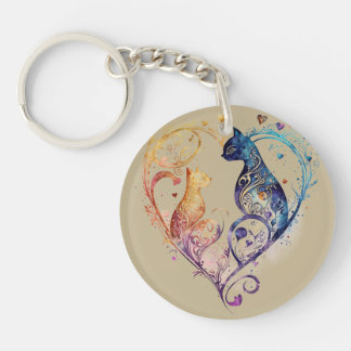 Kuraudea a cute flourish love cat Acrylic Keychain