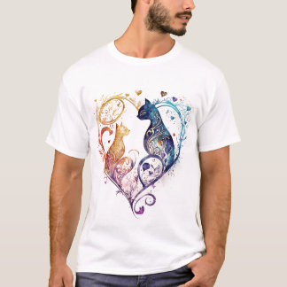 Kuraudea a cute flourish love cat heart T-Shirt