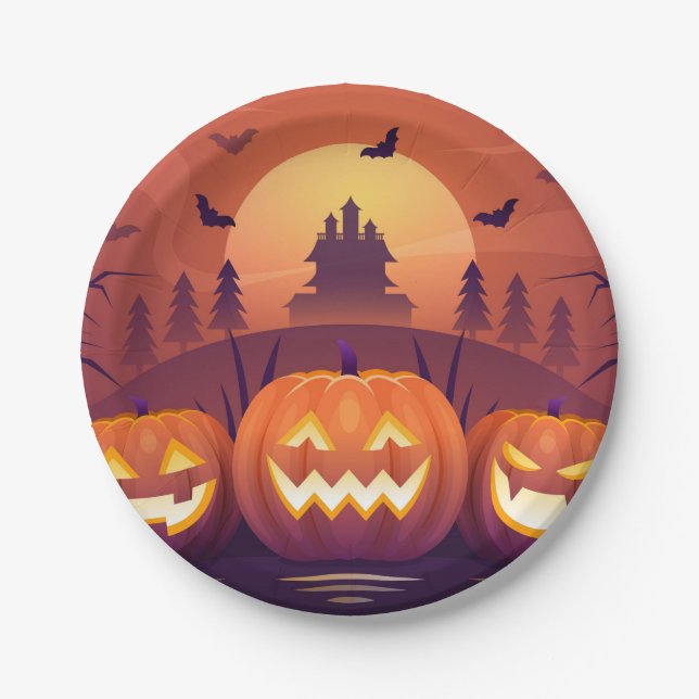 Kürbis Halloween Pappteller - fun Halloween P Paper Plate (Front)