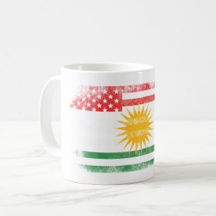 Kurdish American Flag   Kurdistan and USA Design Coffee Mug
