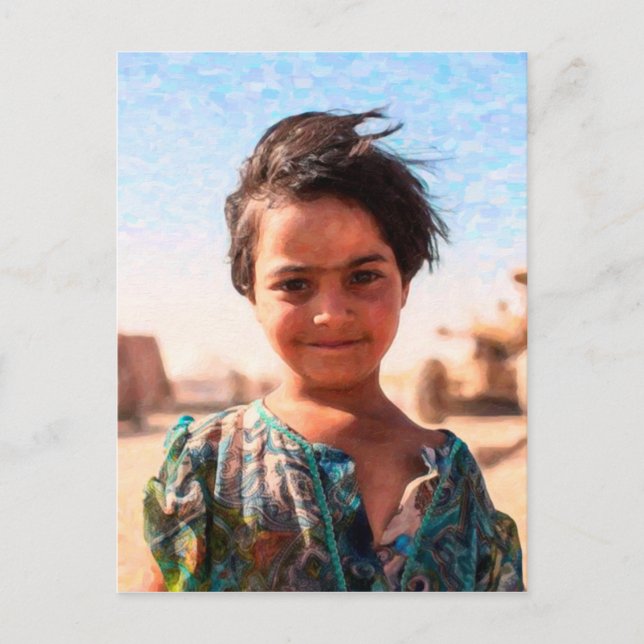 Kurdish Refugee girl Postcard (Front)