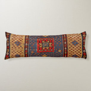 Kurdish Safreh Dark Tan Yellow Blue Body Cushion