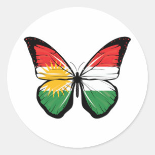 Kurdistan Butterfly Flag Classic Round Sticker