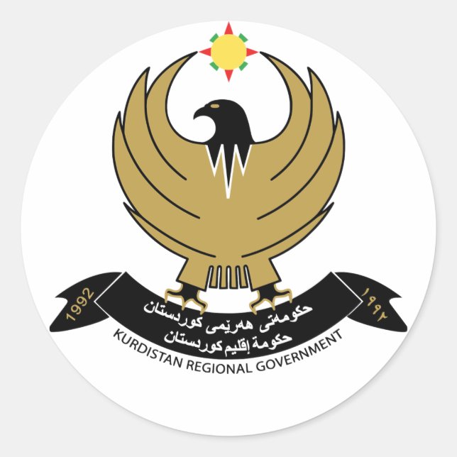 Kurdistan Coat of Arms Classic Round Sticker (Front)