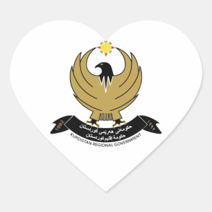 Kurdistan Coat of Arms Heart Sticker