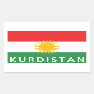 kurdistan country flag symbol name text rectangular sticker