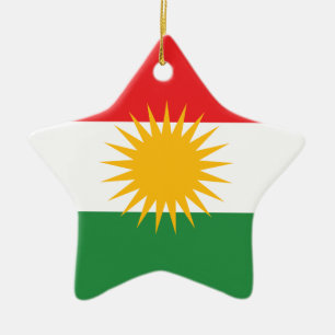 Kurdistan Flag Ceramic Tree Decoration