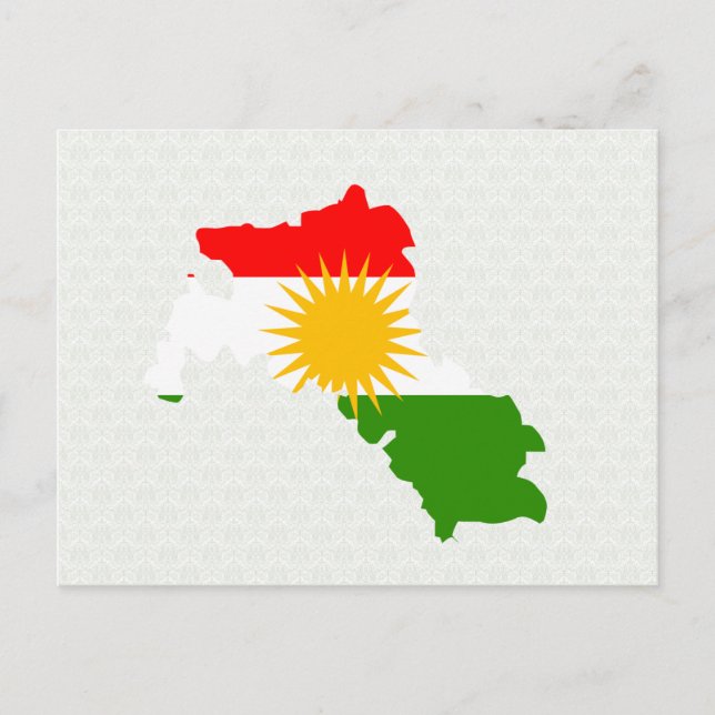 Kurdistan Flag Map full size Postcard (Front)