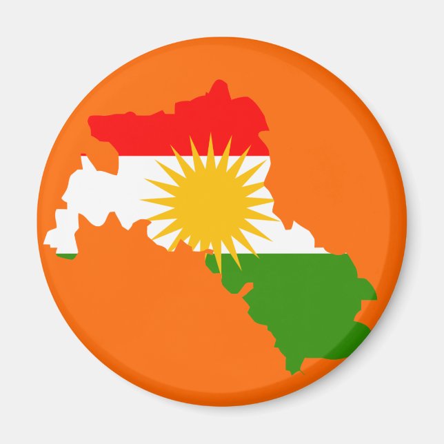 Kurdistan flag map magnet (Front)
