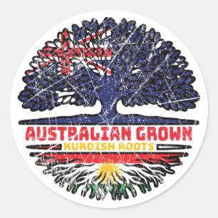 Kurdistan Kurdish Australian Australia Tree Roots Classic Round Sticker
