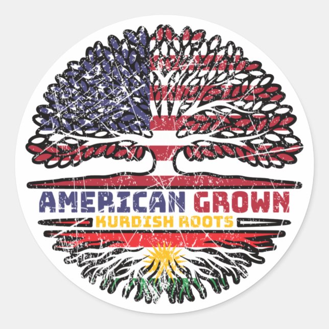 Kurdistan Kurdish US American USA United States Tr Classic Round Sticker (Front)