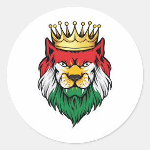 Kurdistan Lion King Flag Classic Round Sticker