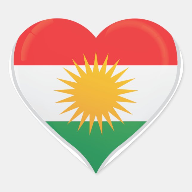 Kurdistan love flag pride heart sticker (Front)