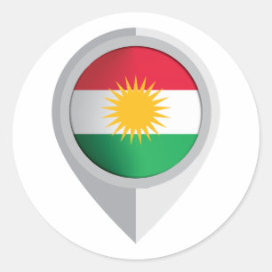 Kurdistan Pin Location Flag r Classic Round Sticker