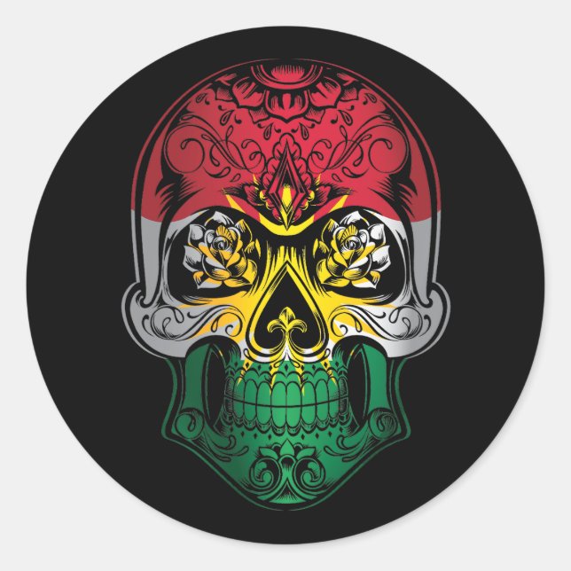 Kurdistan Skull And Roses Flag Classic Round Sticker (Front)