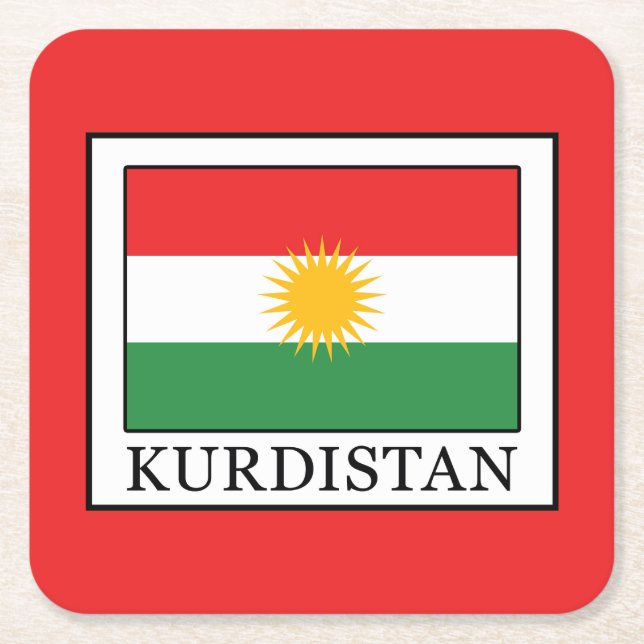 Kurdistan Square Paper Coaster (Front)