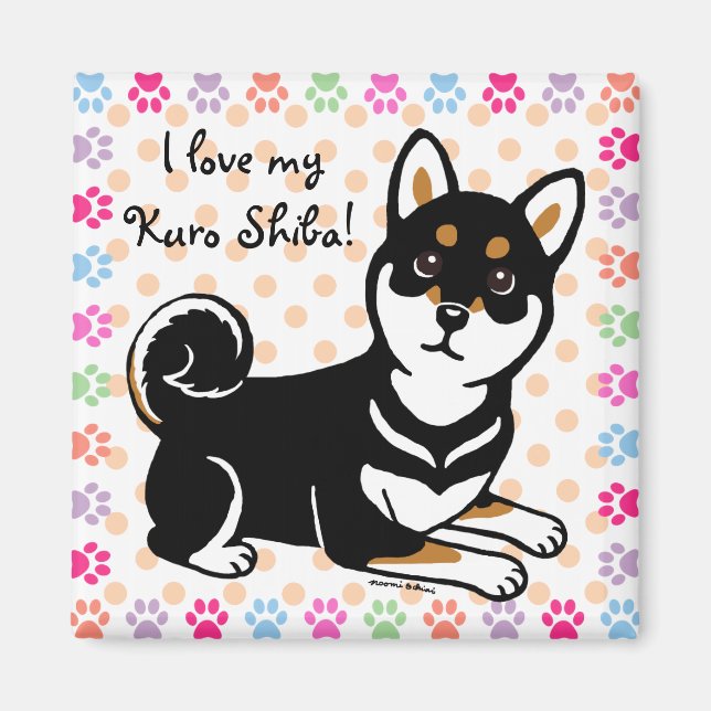 Kuro Shiba Inu dog cartoon Magnet (Front)