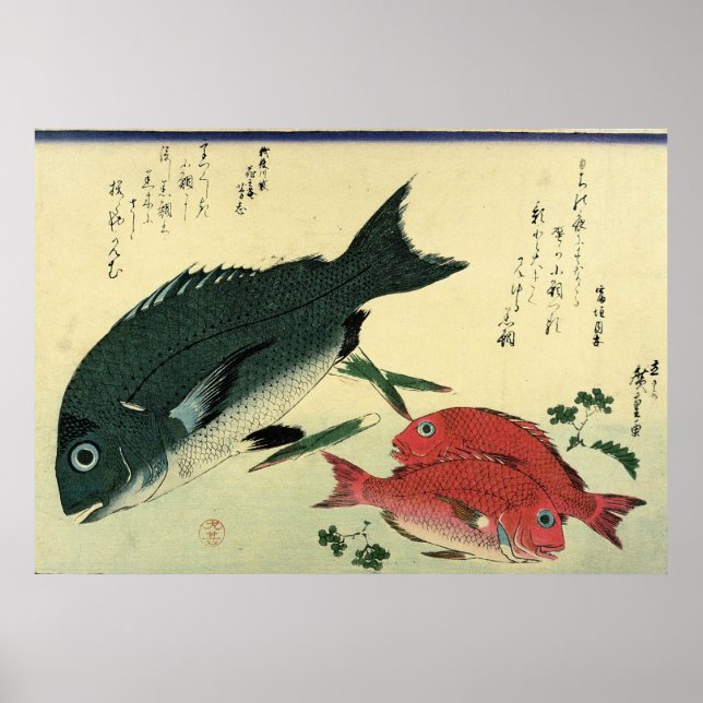 Kurodai & Akadai - Hiroshige's Japanese Fish Print (Front)