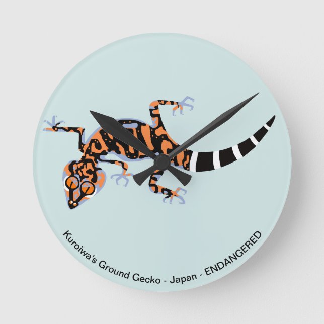 Kuroiwa's Ground GECKO - Endangered species Round Clock (Front)