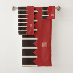 Kurosyaji-Susohirasya-Yamagatamonyou-Jinbaori Bath Towel Set