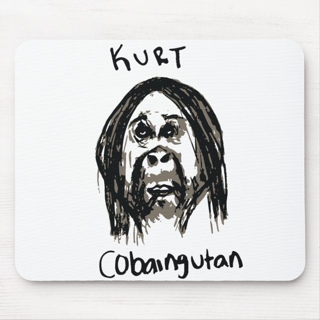 Kurt Cobain Hand Drawn Grungy Mouse Pad (Front)