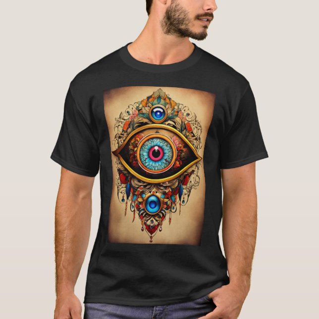 Kurt Geiger Inspired Evil Eye Tattoo Style T-Shirt (Front)