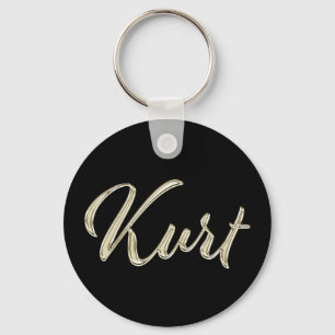 Kurt Name whitegold Button Schlüsselanhänger Key Ring