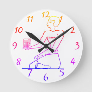 "Kushim the Accountant Holding a Calculator" Round Clock