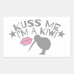 Kuss (Kiss) me I'm a KIWI cute New Zealand accent Rectangular Sticker