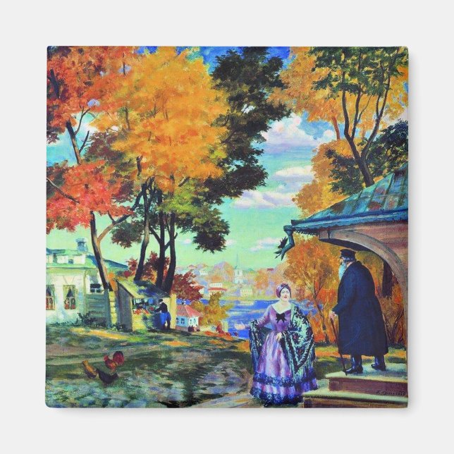 Kustodiev - Autumn, 1924 fine art painting, Magnet (Front)