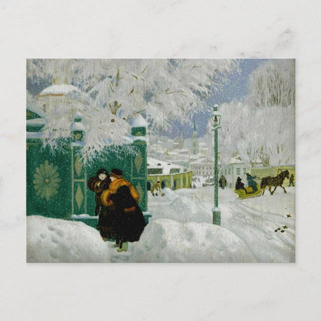 Kustodiev - Winter Scene Postcard (Front)