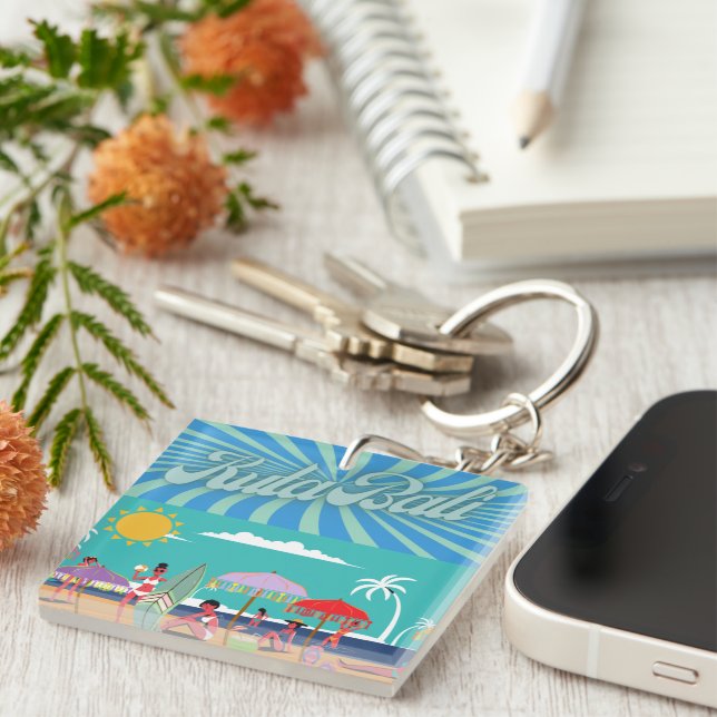 Kuta Bliss: Square Bali Magnet Key Ring (Front Right)