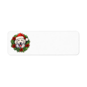 Kuvasz Christmas Wreath Return Address Label