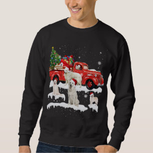 Kuvasz Dog Riding Red Truck Merry Christmas X-mas  Sweatshirt