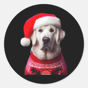 Kuvasz Dog With Santa Hat Christmas Xmas Owner Lov Classic Round Sticker