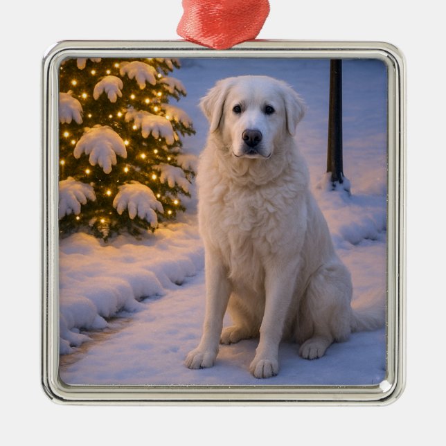 Kuvasz Holiday Card Metal Ornament (Front)