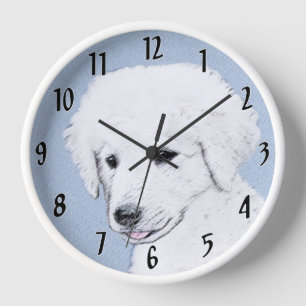 Kuvasz Painting - Cute Original Dog Art Clock