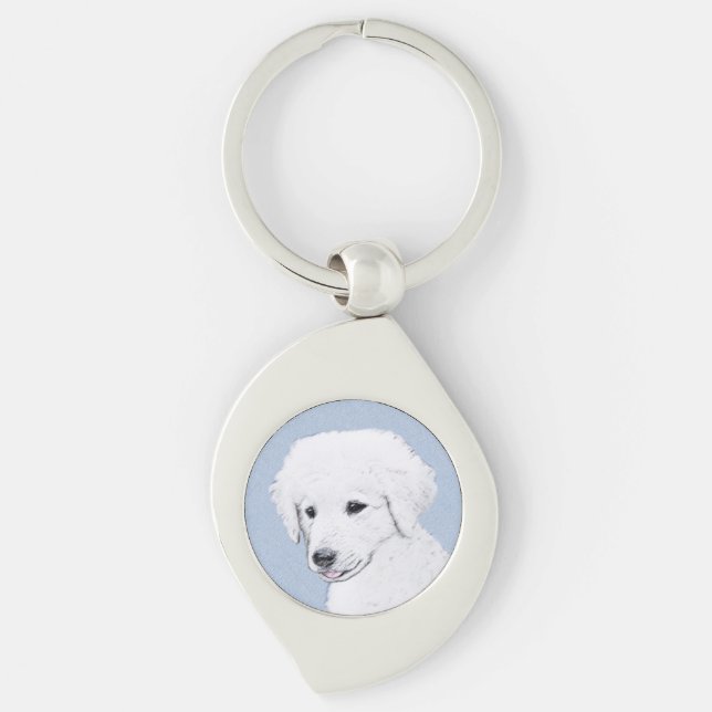 Kuvasz Painting - Cute Original Dog Art Key Ring (Front)