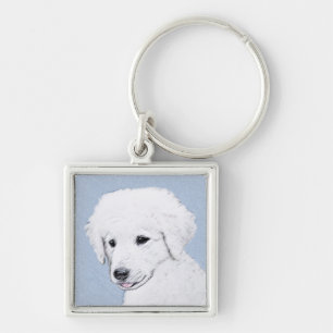 Kuvasz Painting - Cute Original Dog Art Key Ring