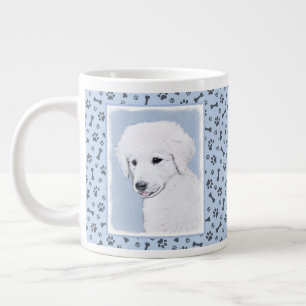 Kuvasz Painting - Cute Original Dog Art Large Coffee Mug