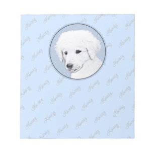 Kuvasz Painting - Cute Original Dog Art Notepad
