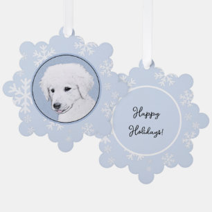 Kuvasz Painting - Cute Original Dog Art Tree Decoration Card