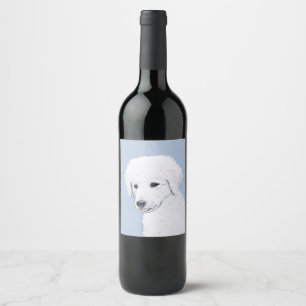 Kuvasz Painting - Cute Original Dog Art Wine Label