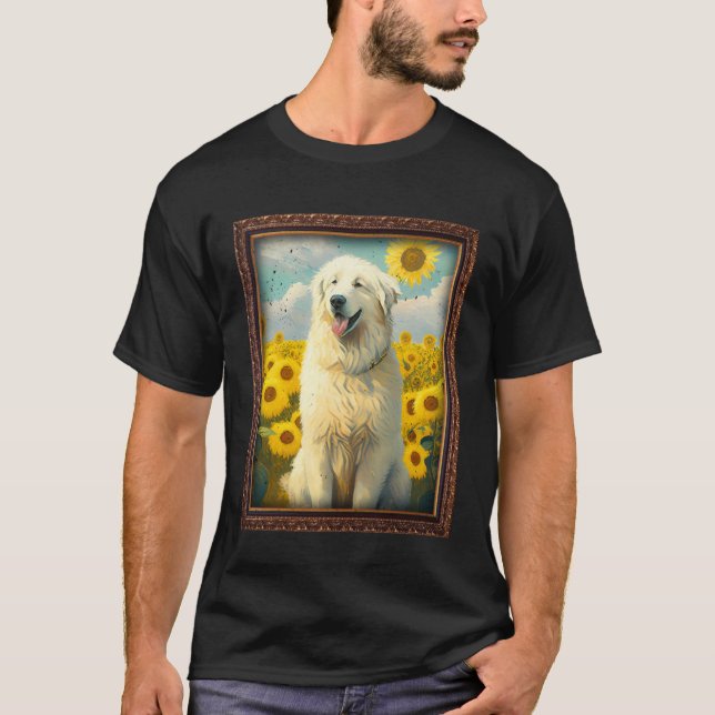 Kuvasz Painting Sunflower Flower Mom Women Floral T-Shirt (Front)