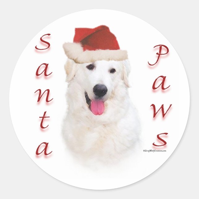 Kuvasz Santa Paws Classic Round Sticker (Front)