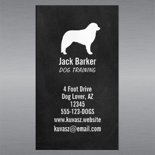 Kuvasz Silhouette Chalkboard Style Magnetic Business Card